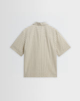 Sears - Natural And Navy Stripe Seersucker Zip Short-Sleeve Shirt