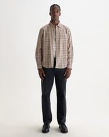 SHELLY L/S SHIRT DOBBY CHECK ECRU / RED