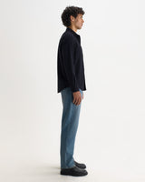 SHELLY L/S SHIRT DOBBY CHECK NAVY / BLACK