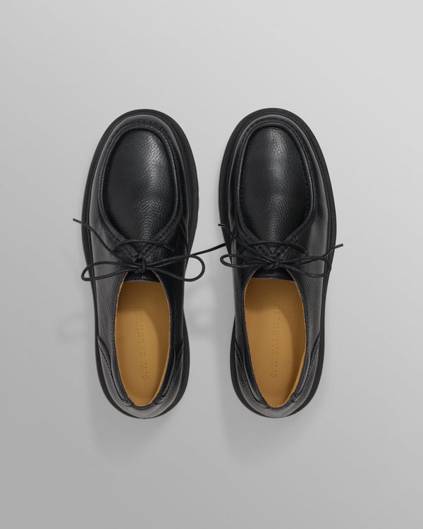 S.T. Valentin - Black Italian Leather Chunky Sole Deck Shoes