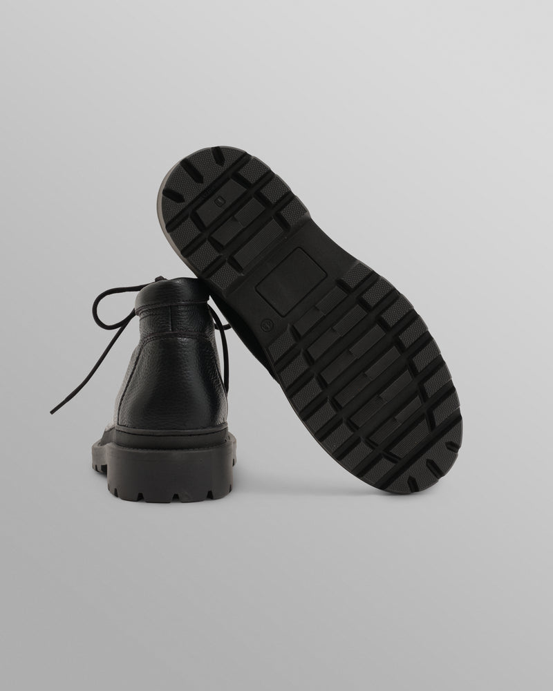 S.T. Valentin - Black Grain Leather Chunky Deck Boot