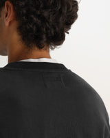 Sidney - Washed Black Brushed Organic Cotton Sweatshirt