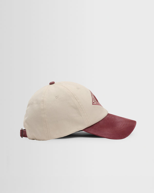 Spencer - Ecru And Burgundy Badge Cotton Sports Cap