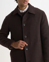 Stan - Dark Brown Plain Wool Car Coat