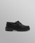 S.T. Valentin - Black Italian Leather Chunky Sole Boat Shoes