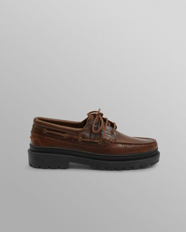 S.T. Valentin - Brown Italian Leather Chunky Sole Boat Shoes