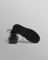 S.T. Valentin - Black Italian Leather Chunky Sole Boat Shoes