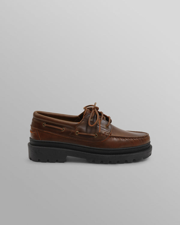 S.T. Valentin - Brown Italian Leather Chunky Sole Boat Shoes