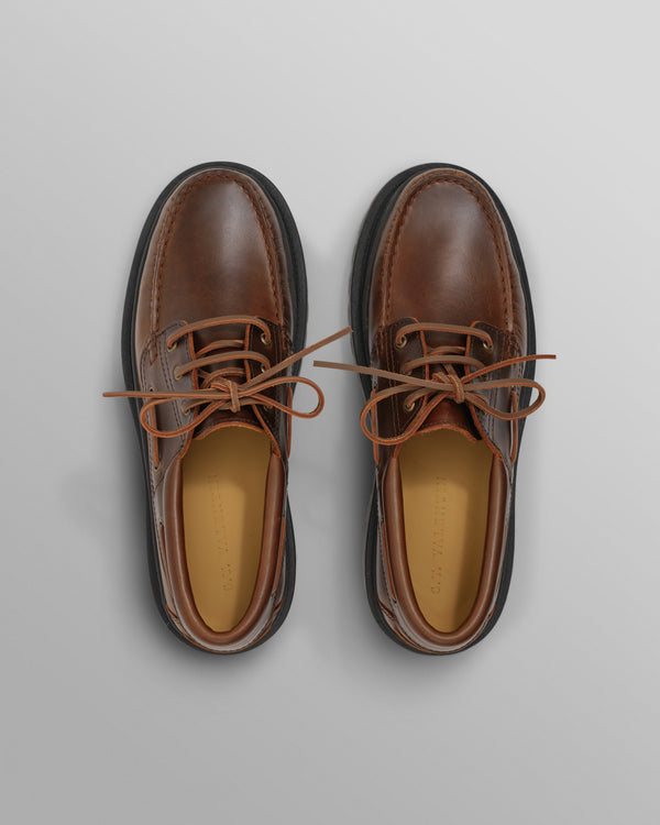 S.T. Valentin - Brown Italian Leather Chunky Sole Boat Shoes