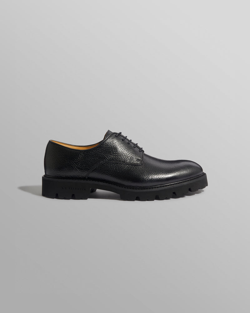 S.T. Valentin Derby Shoes Black Grained Leather