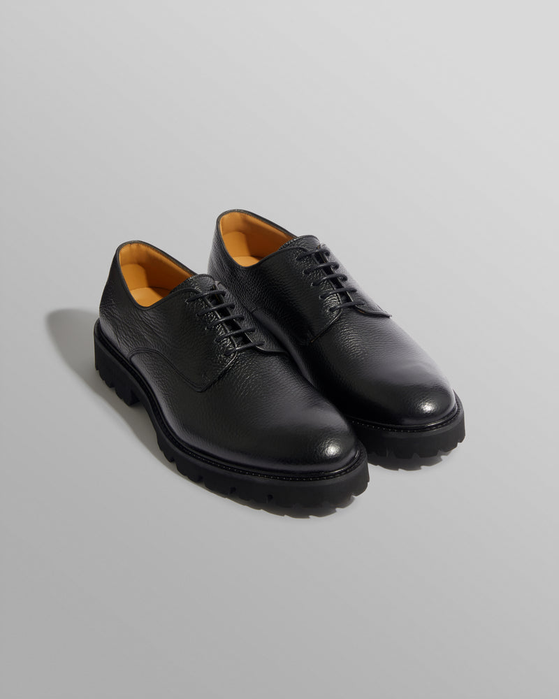 S.T. Valentin Derby Shoes Black Grained Leather