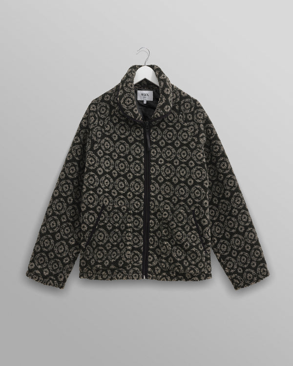 Tate - Charcoal Ornate Jacquard Fleece Jacket