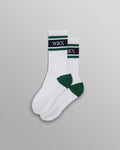 Thorpe - White And Green Branded Stripe Socks