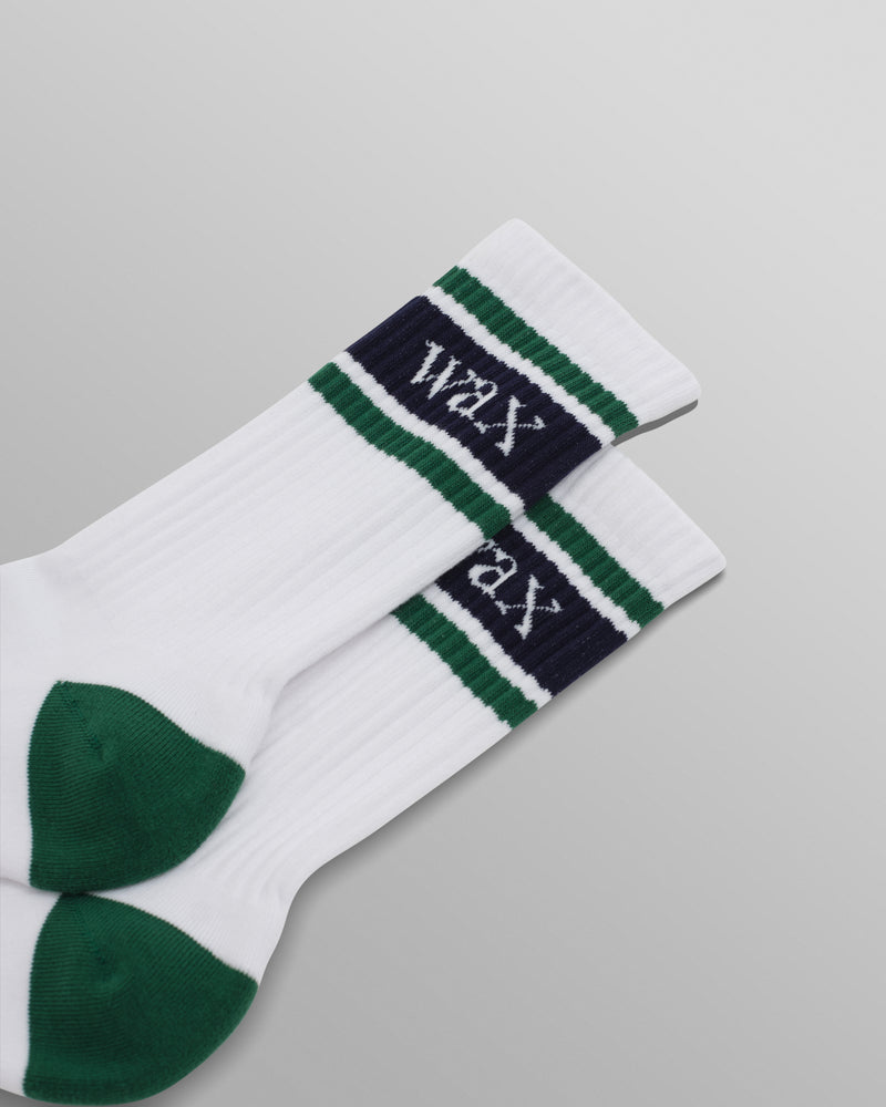 Thorpe - White And Green Branded Stripe Socks