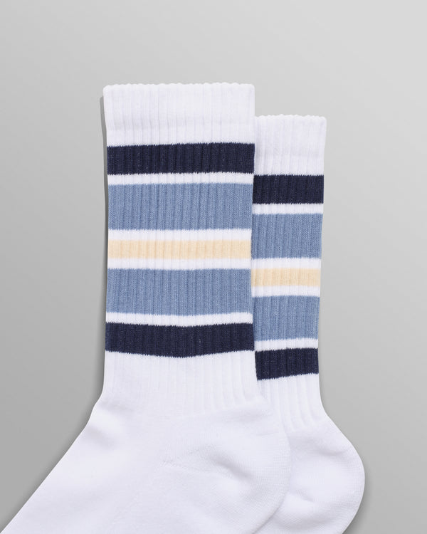 Trek Sock White/Blue Sports Stripe