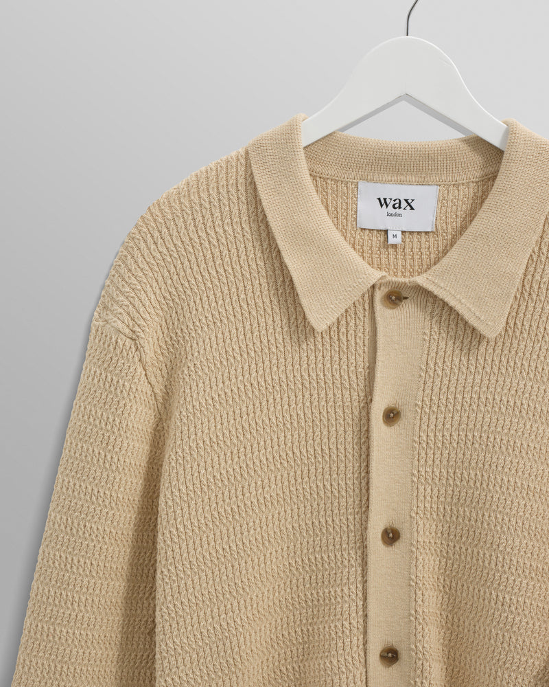 Tristan - Sand Cable Stitch Knitted Shirt