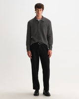 TRISTAN L/S POLO FLUFFY WOOL BLEND CHARCOAL