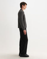 TRISTAN L/S POLO FLUFFY WOOL BLEND CHARCOAL