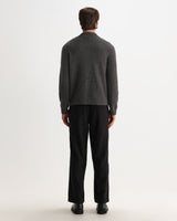 TRISTAN L/S POLO FLUFFY WOOL BLEND CHARCOAL