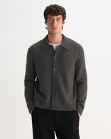 TRISTAN L/S POLO FLUFFY WOOL BLEND CHARCOAL