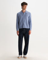 TRISTAN L/S POLO FLUFFY WOOL BLEND PALE BLUE