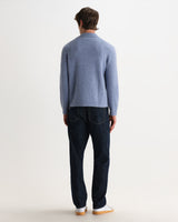 TRISTAN L/S POLO FLUFFY WOOL BLEND PALE BLUE