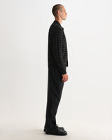 TRISTAN L/S POLO WOOL BLEND RIB CHECK BLACK / CHARCOAL