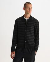 TRISTAN L/S POLO WOOL BLEND RIB CHECK BLACK / CHARCOAL