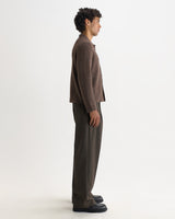TRISTAN L/S POLO FLUFFY WOOL BLEND CHOCOLATE BROWN