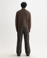 TRISTAN L/S POLO FLUFFY WOOL BLEND CHOCOLATE BROWN