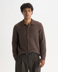 TRISTAN L/S POLO FLUFFY WOOL BLEND CHOCOLATE BROWN