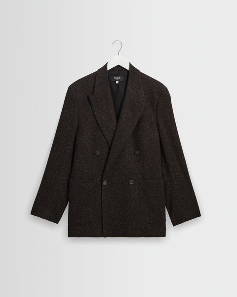 Vigo - Dark Brown Italian Wool Blend Double-Breasted Blazer