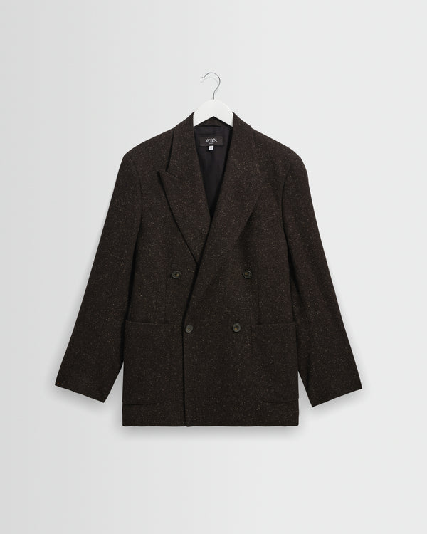 Vigo - Dark Brown Italian Wool Blend Double-Breasted Blazer