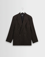 Vigo - Dark Brown Italian Wool Blend Double-Breasted Blazer