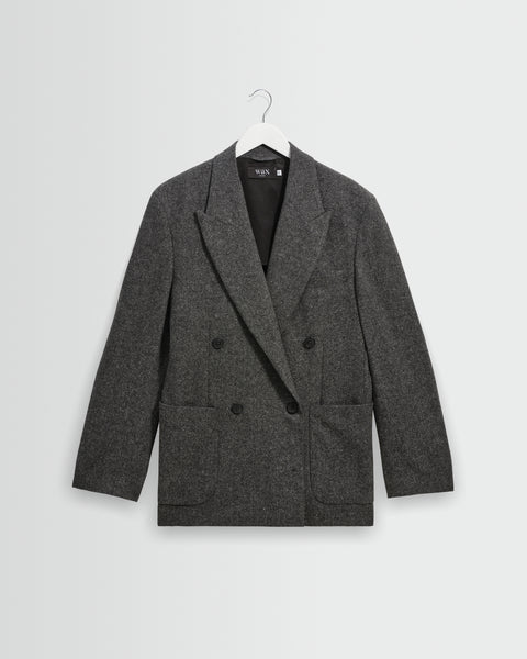 Vigo - Grey Italian Wool Blend Double-Breasted Blazer