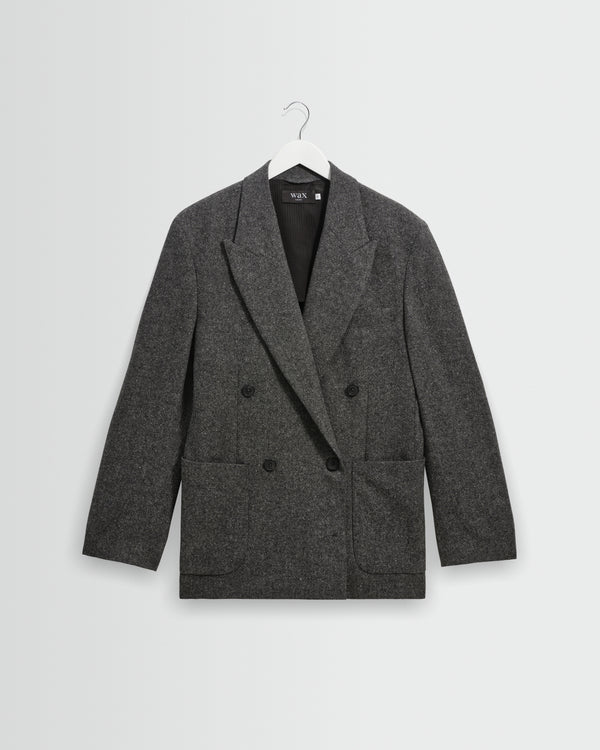 Vigo - Grey Italian Wool Blend Double-Breasted Blazer