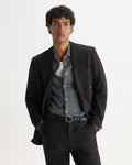 VIGO DOUBLE BREASTED BLAZER WOOL BLEND FLECK DARK BROWN