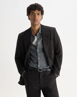 VIGO DOUBLE BREASTED BLAZER WOOL BLEND FLECK DARK BROWN