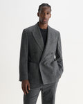 VIGO DOUBLE BREASTED BLAZER WOOL BLEND FLECK GREY