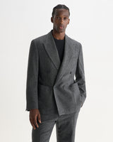 VIGO DOUBLE BREASTED BLAZER WOOL BLEND FLECK GREY