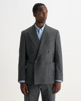 VIGO DOUBLE BREASTED BLAZER WOOL BLEND FLECK GREY