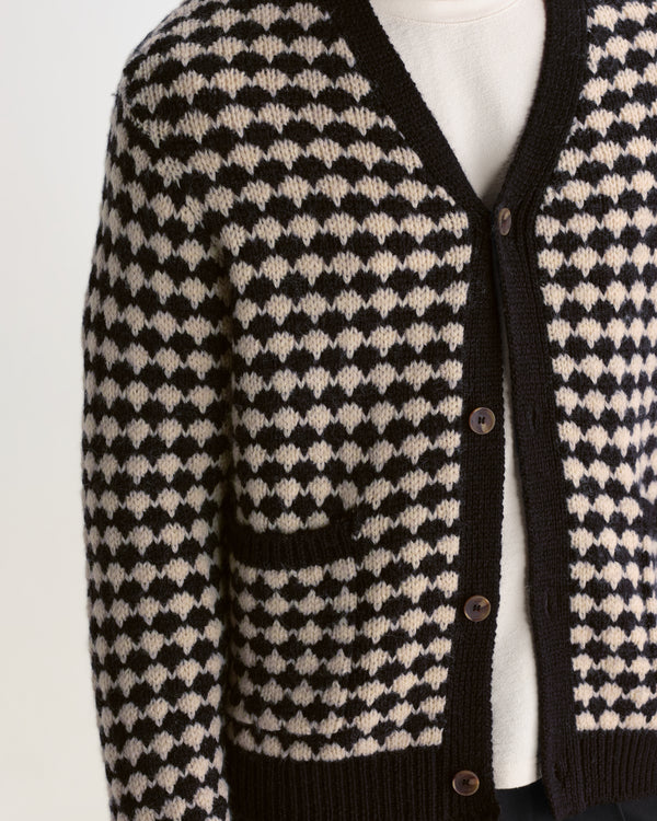 Walker - Black And Ecru Bubble Knit Cardigan