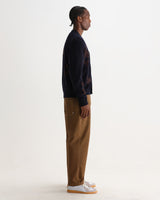 WALKER CARDIGAN FELTED APPLIQUE NAVY / BROWN