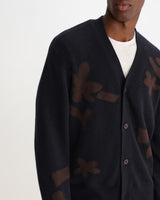 WALKER CARDIGAN FELTED APPLIQUE NAVY / BROWN