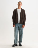 WALKER CARDIGAN FLUFFY WOOL BLEND CHOCOLATE BROWN