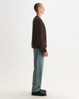 WALKER CARDIGAN FLUFFY WOOL BLEND CHOCOLATE BROWN