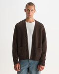 WALKER CARDIGAN FLUFFY WOOL BLEND CHOCOLATE BROWN