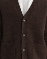 WALKER CARDIGAN FLUFFY WOOL BLEND CHOCOLATE BROWN