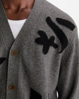 WALKER CARDIGAN FELTED APPLIQUE GREY / BLACK
