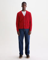 WALKER CARDIGAN FLUFFY WOOL BLEND RED